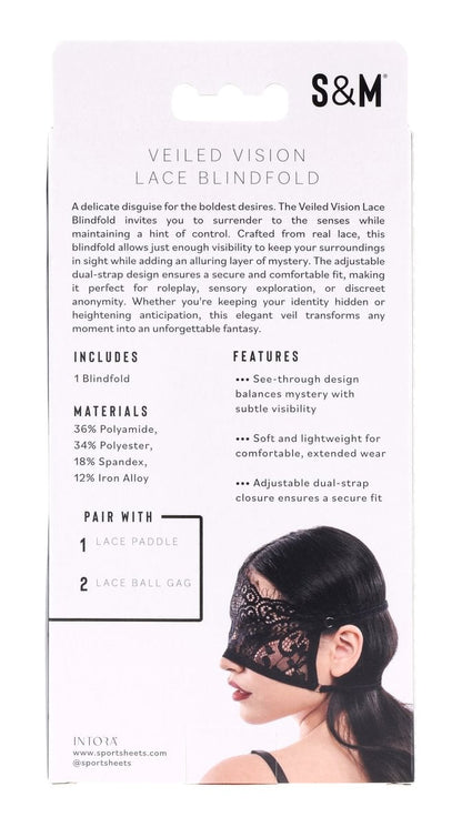 Veiled Vision Lace Blindfold - Black