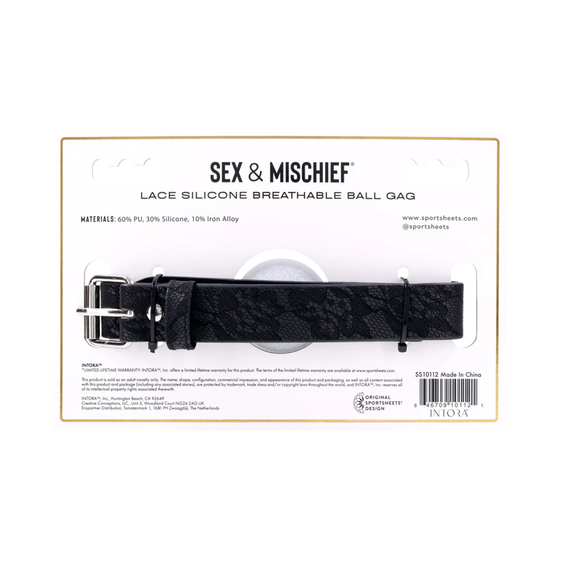 Lace Silicone Breathable Ball Gag - Black