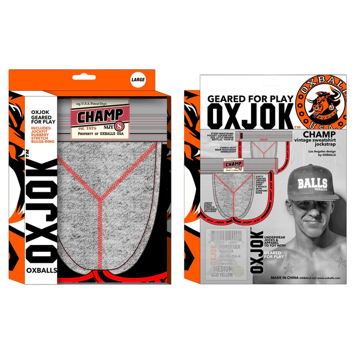 CHAMP, vintage sweatshirt jockstrap, GRAY HEATHER, LARGE